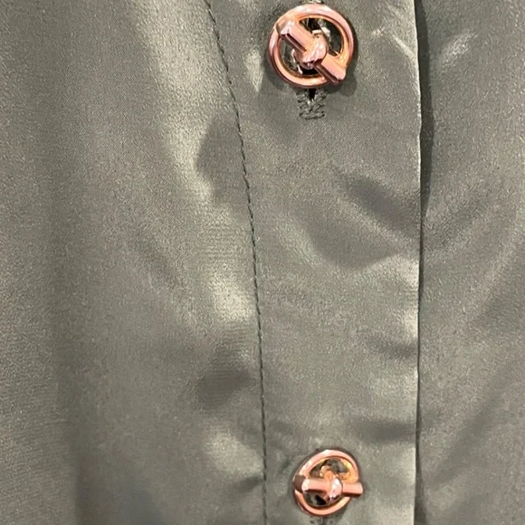 Jack Mulqueen Forest Green V-Neck Button Up Blouse L - Picture 7 of 7